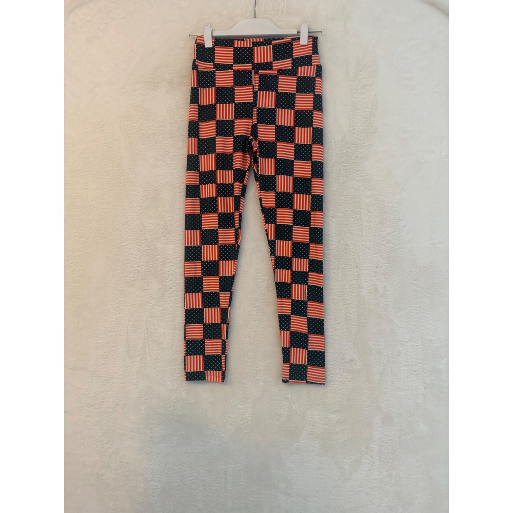 LuLaRoe American Flag Checkerboard Leggings Stars and Stripes One Size OS